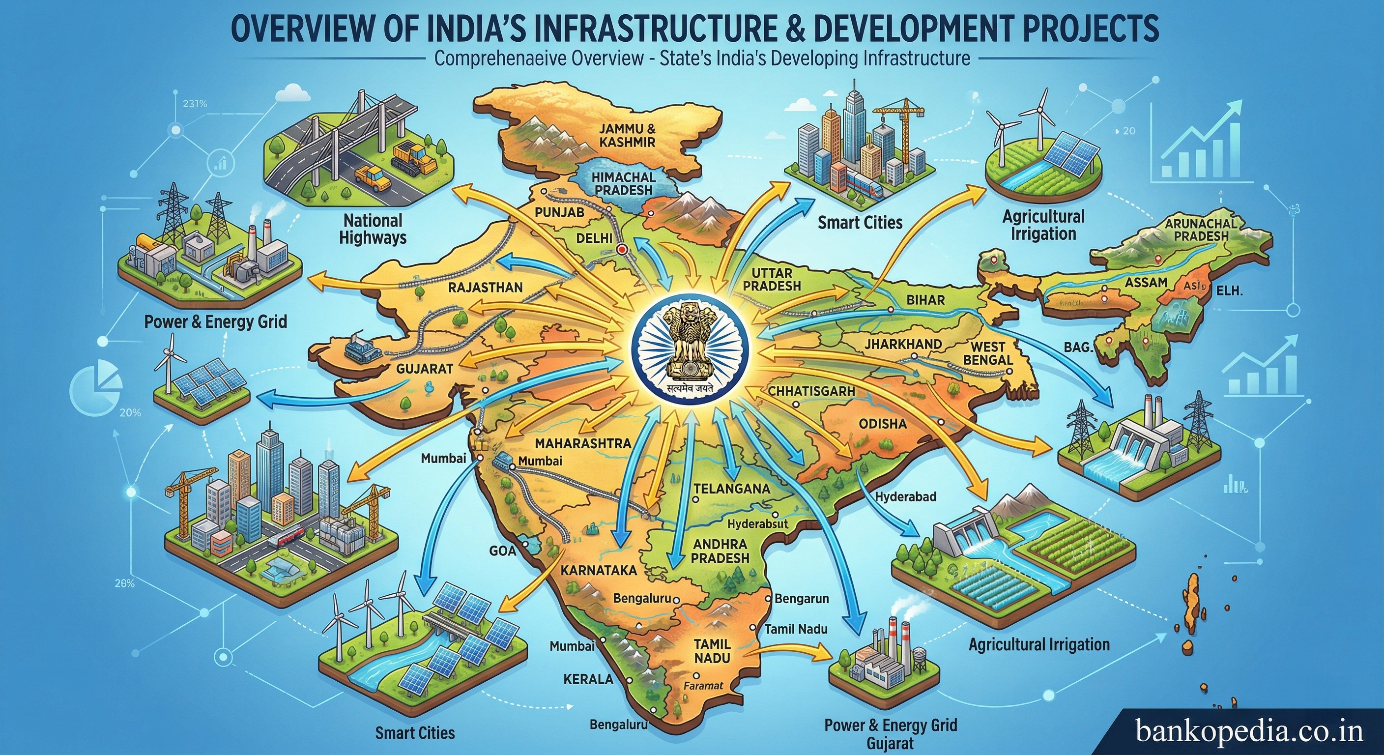 Infographic showing the connection between Centre and State governments in India for capex loans and infrastructure projects.